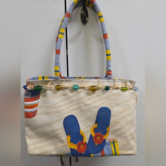 Paul Brent Handbags - Chic Summer Tote with Blue and Cream Accents